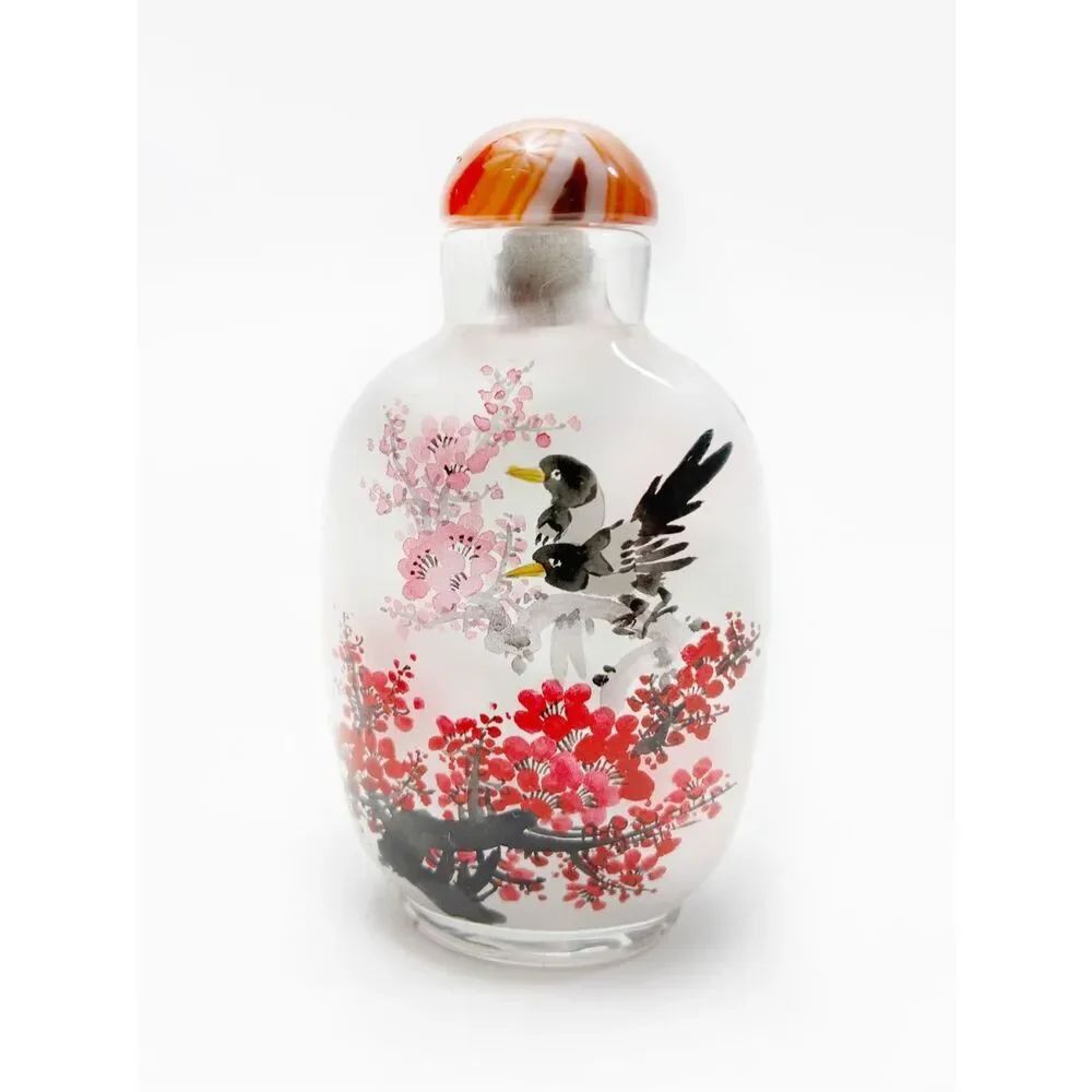 VTG Chinese Reverse Painted Glass Snuff Bottle